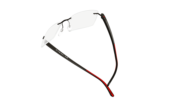 Silhouette rimless glasses with red temples
